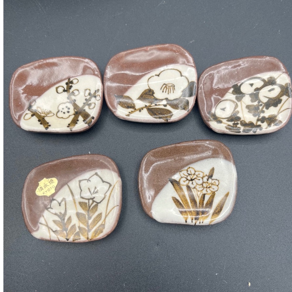 Kiyomizu yaki ware,5pcs Chopstick rest, ceramic, Kyoto ware, handmade